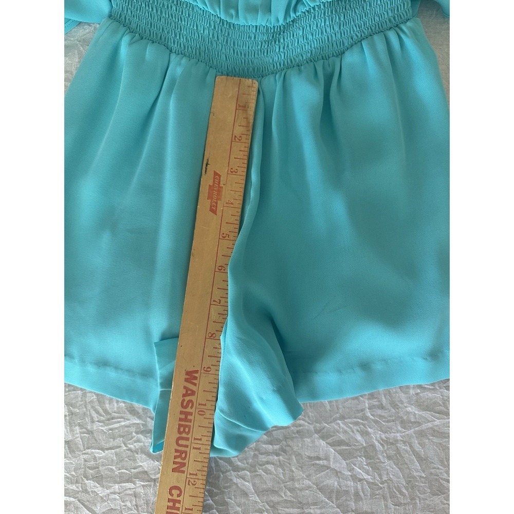 Bebe Women's Blue Romper NWT (Read) Size 4 Adjustable Spaghetti Strap Flowy - Picture 10 of 13